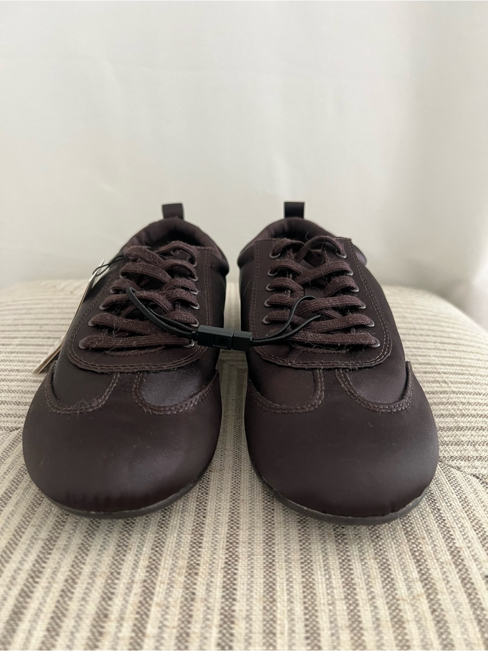 NWT ZARA Derby Satin Effect Lace up Sneakers Brown 9 40 - Picture 4 of 9